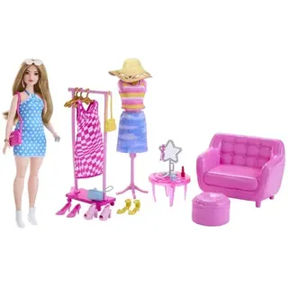 Barbie Stylistin und Kleiderschrank (Puppe & Accy)