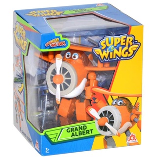 Super Wings Transforming Grand Alber Spielflugzeug und Roboterfigur Verwandelbare Figur und Roboter aus der Zeichentrickserie Spielzeug für Kinder ab 3 Jahren – 12 cm, Orange