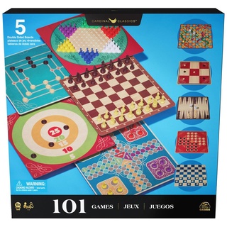 Set mit 101 Brettspielen Klassische logische Strategiespiele Familienpartyspiel 5 doppelseitige Bretter