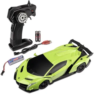 Carson 500404308 1:24 Lamborghini Veneno 2.4G 100% RTR grün - Ferngesteuertes Auto, LED-Beleuchtung, Fahrzeit ca. 60 min, RC Auto, RC Fahrzeug, RC Auto 1:24, Ferngesteuertes Spielzeug