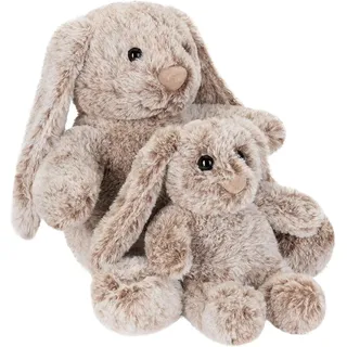 BRUBAKER Hasen Kuscheltier mit Schlappohren - 18 cm und 28 cm Plüschhase Geschenk für Kinder und Babys - Mama und Baby Hase Stofftier Kuschelhase...