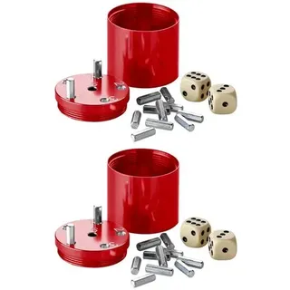 BestSaller 30042 SUPER SIX Würfelspiel Aluminum, 36 Spielstäbchen & 2 Würfel, rot (2 Stück)