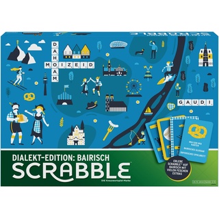 Mattel Games GPW44 - Scrabble Dialekt-Edition Bayern, Gesellschaftsspiel, Brettspiel, Familienspiel, ab 16 Jahren
