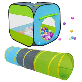 LittleTom Kids Bällebad mit Tunnel - 300 Bälle - 70x70x72 Bällebad Kinder Spielzelt Tunnel - Bällebad Baby Zelt mit Bällen für Kinder - Indoor Spielgeräte Kinderzelt Tunnel Spielzeug Kinder Bällepool