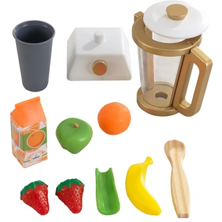 KidKraft Goldenes Smoothie Spielset aus Holz für Kinderküche mit Mixer und Obst, Spielküche Zubehör, Spielzeug für Kinder ab 3 Jahre, 53537