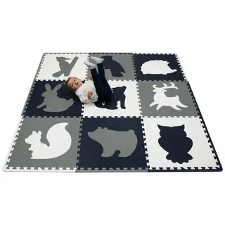 Hakuna Matte Spielmatte Puzzlematte für Babys 1,8x1,8m, 9 XXL-Platten 60x60cm, Krabbelmatte blau