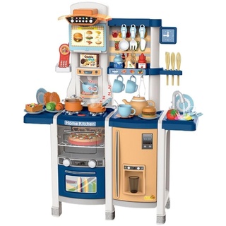 Coemo Kinderküche Susi Blau mit 65-teiligem Zubehör, Spülbecken, Kinderherd, Licht & Sound - Die Spielküche für Kinder ab 3 Jahren