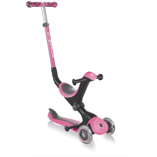 GLOBBER GO-UP Deluxe – 3 in 1 Dreirad, 120/80 mm, ABEC 5, 3-rädrig, höhenverstellbar, Klappmechanismus, pink