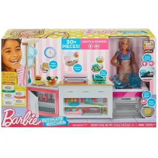 Mattel GWY53 - Barbie - Ultimatives Küchenset inkl. Licht und Sound, 20 Zubehörteile