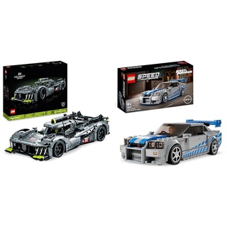 LEGO 42156 Technic Peugeot 9X8 24H Le Mans Hybrid Hypercar & 76917 Speed Champions 2 Fast 2 Furious Nissan Skyline GT-R (R34) Rennwagen Spielzeug
