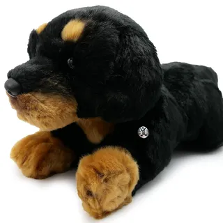 Rottweiler Kuscheltier Hund liegend schwarz-rot Plüschtier Tessa - Kuscheltiere*biz