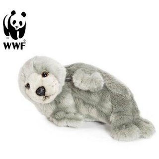 WWF Kuscheltier Plüschtier Robbe (liegend, grau, 24cm) beige|grau