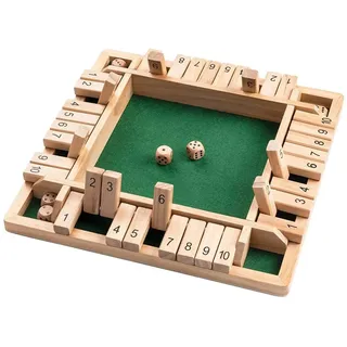 Taloit Holz Brettspiel, 4-Spieler Shut The Box Spiel Würfelspiel Holz Mathematik Traditional Pub Board Würfelspiel Reisen 4 Spieler Great Family Brettspiele Urlaub unterhaltsames Spiel