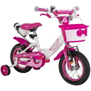 Actionbikes Kinderfahrrad Daisy 12 Zoll - Kinder Fahrrad  - V-Brake Bremsen - Kettenschutz - Fahrradständer - 2-5 Jahre (East Pink) - Rosa