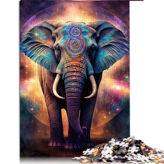 1000-teiliges Puzzle für Erwachsene, Elefant, buntes Tier, Puzzle für Erwachsene, Holzpuzzle, Lernspiel, Herausforderung, Spielzeug (Größe 50 x 75 cm).