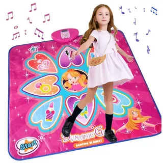 Rosaking Tanzmatte Kinder Spielzeug Geschenke für Mädchen Jungen Tanzmatte (Tanzmatte mit LED-Leuchten, einstellbare Lautstärke, eingebaute Musik (3-12 Jahre) rosa