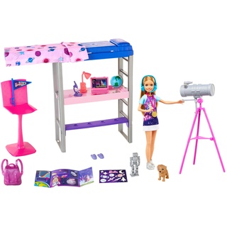Barbie GTW33 - Space Discovery Stacie Puppe & Schlafzimmer Spielset mit Welpe, Etagenbett und Zubehör, Geschenk für Kinder von 3 bis 7 Jahren