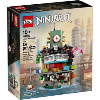 LEGO NINJAGO Micro City Bauset 40703 – Modularer 5-stöckiger Block mit Teehäusern und Sushi-Bar – kompatibel mit anderen Micro-Sets – ab 10 Jahren