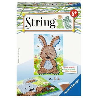 Ravensburger 18068 String it Mini Rabbit – Kreative Fadenbilder mit süßen Häschen, für Kinder ab 6 Jahren, Blau/Grün