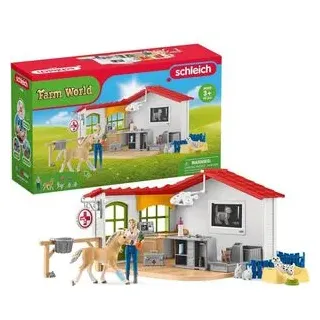 schleich Spielset FARM WORLD 42502, ab 3 Jahre, Tierarzt-Praxis mit Haustieren, 43 Teile