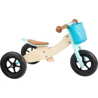 small foot Laufrad-Trike Maxi 2 in 1 Türkis aus Holz, Drei- und Laufrad, verstellbarer Sitz und gummierte Reifen, 11609