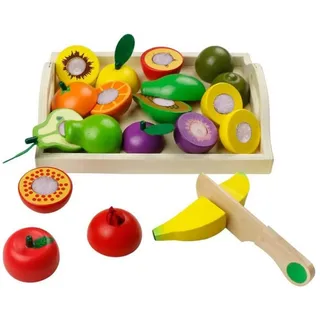 Lubgitsr Lernspielzeug Kinderküche Spielküche Zubehör aus Holz, Küchenspielzeug Schneiden