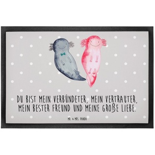 Fußmatte 60 x 90 cm Axolotl Axel+Lotte - Grau Pastell - Geschenk, Haustürmatte, Mr. & Mrs. Panda, Höhe: 0 mm grau