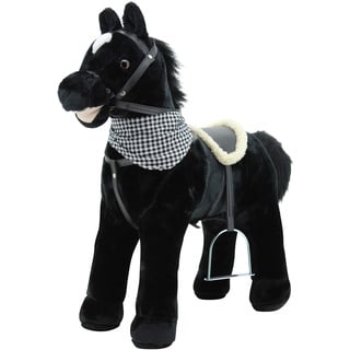 Sweety Toys 12664 Stehpferd Plüsch BLACKY ” My Little Pony” mit Funktion Sound Pferde Galopp und Gewieher, Sattel und Steigbügel, schwarz