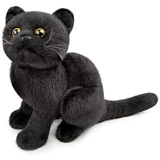 PuffPurrs Schwarze Katze Plüsch, Simulation Schwarze Katze Stofftier, niedliche 12 Zoll Plüschkatze, weiche Katzenspielzeug für Kinder