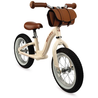 Janod - Metal Balance Bike - Vintage Retro Look - Learning Balance and Independence - Adjustable Saddle, Inflatable Tires - Bag Included - Beige Color - For children from the Age of 3, J03294