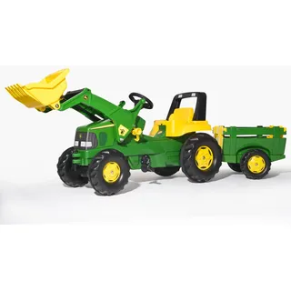 Rolly Toys Set Traktor Junior John Deere (Landwirtschaftstraktor für Kinder, Traktor für 3 bis 7-Jährige, Flüsterlaufreifen, Farbe Grün/Gelb,) 811496