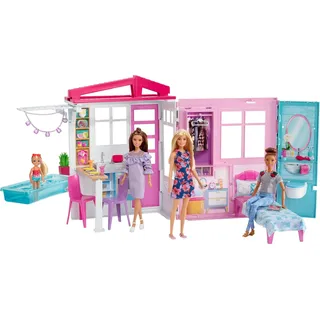 Barbie Ferienhaus mit Möbeln und Puppe