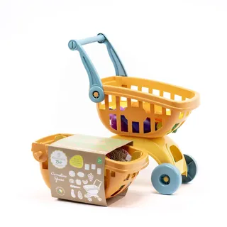 ODS - Bio-Maisonelle, Einkaufswagen für Kinder, mit Obst, Gemüse und Schachteln, nachhaltig aus Biokunststoff, 31 x 19 x 17 cm, Altersempfehlung + 2 Jahre