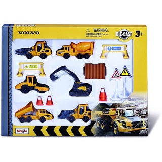 Maisto® Spielzeug-Auto Volvo Baufahrzeuge 6er-Set (8cm), detailliertes Modell gelb