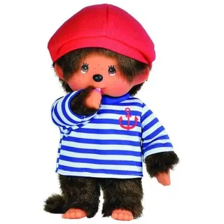 Bandai - Monchhichi - Kuscheltier Monchhichi Matrose - Ikonisches Affenkuscheltier der 80er Jahre, Superweiches Kuscheltier 20 cm für Kinder - Spielzeug für Kinder ab 2 Jahren - Matrosen-Junge - 20073