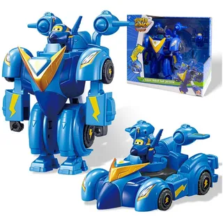 Super Wings Hörspielfigur Super-Roboter-Bausatz Jerome Verwandelbare Puppe, ca. 18 cm groß, (1-St), 2-in-1-Roboter-Set und Superauto für Kinder ab 3 Jahren, blau blau