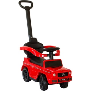 NATIV Spielzeug Rutscher Babyrutscher Mercedes G350d mit Schiebestange, leise laufende Kunststoffräder, Sound-Lenkrad rot