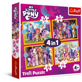 Trefl 34624 My Little Pony, Lernen Sie Ponys kennen-Puzzle 4in1, 4 Spiele, Mehrfarben