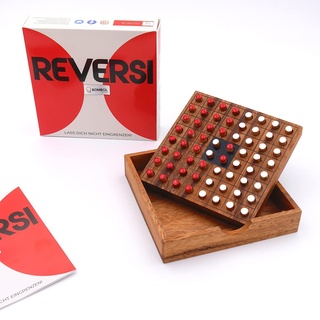 ROMBOL Reversi - Interessantes Strategiespiel für 2 Personen aus edlem Holz, Farbe:rot/weiß