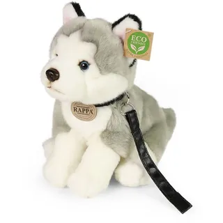 Sitzender Plüsch-Husky-Hund mit Leine 28 cm UMWELTFREUNDLICH