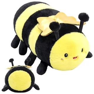 PLLBMXTI Biene Kuscheltier, Plüsch Biene Spielzeug, Kuscheliges Insektentier Biene Deko, Super Weiche Biene Plüsch, Kuscheltier Raupe, Plüschpuppe Geschenk für Mädchen Jungen -22CM