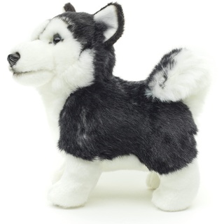 Uni-Toys - Husky Welpe schwarz, stehend (ohne Leine) - 21 cm (Länge) - Plüsch-Hund - Plüschtier, Kuscheltier