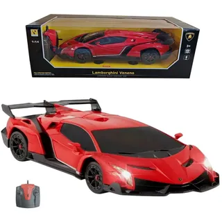 COIL RC-Auto Ferngesteuertes Auto, Modellfahrzeug, Lamborghini Veneno, 1:14, LED, Frequenz: 2,4 GHz, für Kinder ab 3 Jahren rot