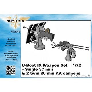 CMK N72018 - Modellbausatz U-Boot IX Weapon Set-Single 2 Twin AA Cannons for Revell kit, 37 mm, 20 m