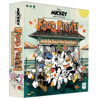 The OP USAopoly - Disney Mickey and Friends Food Fight - Schnelles Würfelspiel für die ganze Familie mit Mickey Mouse, Donald Duck, Minnie, Daisey und Goofy - Ab 6 Jahren - Für 3-5 Spieler - Englisch