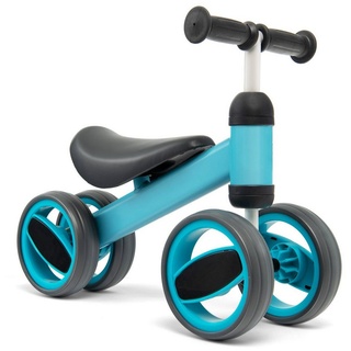 COSTWAY Laufrad Kinder Balance Bike, mit 4 Rädern & begrenzter Lenkung blau