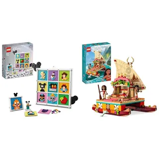 LEGO 43221 | Disney 100 Jahre Disney Zeichentrickikonen & Disney Princess Vaianas Katamaran Spielzeug Boot mit Vaiana und Sina Prinzessinnen Mini-Puppen & Delfin-Figur für Mädchen und Jungen 43210
