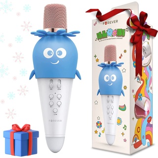 Forever Bluetooth Lautsprecher Mikrofon AMS-200 Blume Karaoke Karotte für Kinder Geschenk Stimme Modulation Reduzierung LED Gesangsabbau mit Smartphone Kinder