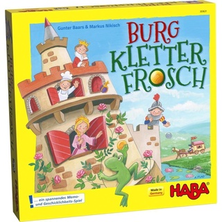303631 - HABA Burg Kletterfrosch , Spannendes Memo- und Geschicklichkeitsspiel mit 3D-Aufbau und Kletterfrosch zum Ziehen aus Holz , Spiel ab 5 Jahren