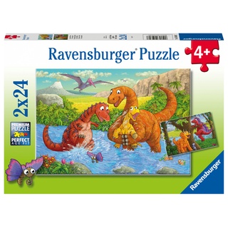 Ravensburger Kinderpuzzle - 05030 Spielende Dinos - Puzzle Für Kinder Ab 4 Jahren  Mit 2X24 Teilen